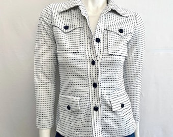 Blazer blanco y azul marino de los años 60, con botones (Talla 2)