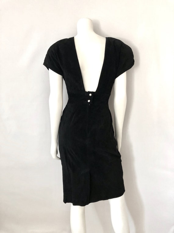 Vintage 90's Black Suede, Cocktail Dress by Liz C… - image 10