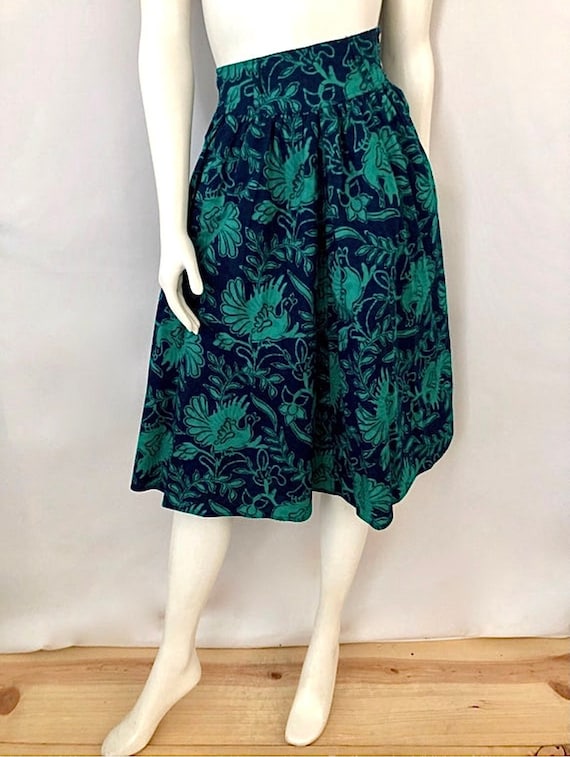 Vintage 90's Lizsport Petites, Navy, Teal, Floral,