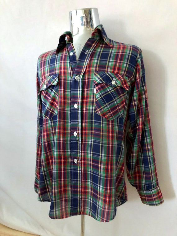 Vintage 70's Levi's, Plaid Shirt, Button Down, Lo… - image 7