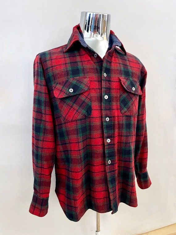 Vintage 80's Arrow, Red, Plaid, Wool, Flannel Shi… - image 2