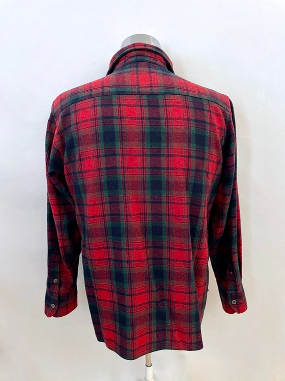 Vintage 80's Arrow, Red, Plaid, Wool, Flannel Shi… - image 9