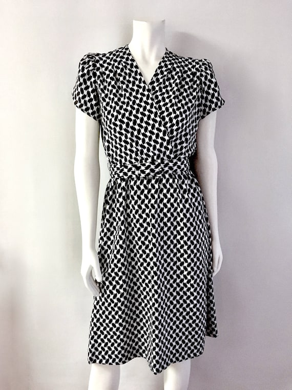 70's Lady Carol, Navy Blue, Belted Dress (Size 4)
