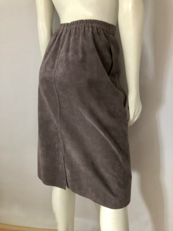 Vintage 80's Gray, Ultrasuede, A Line Skirt by No… - image 8