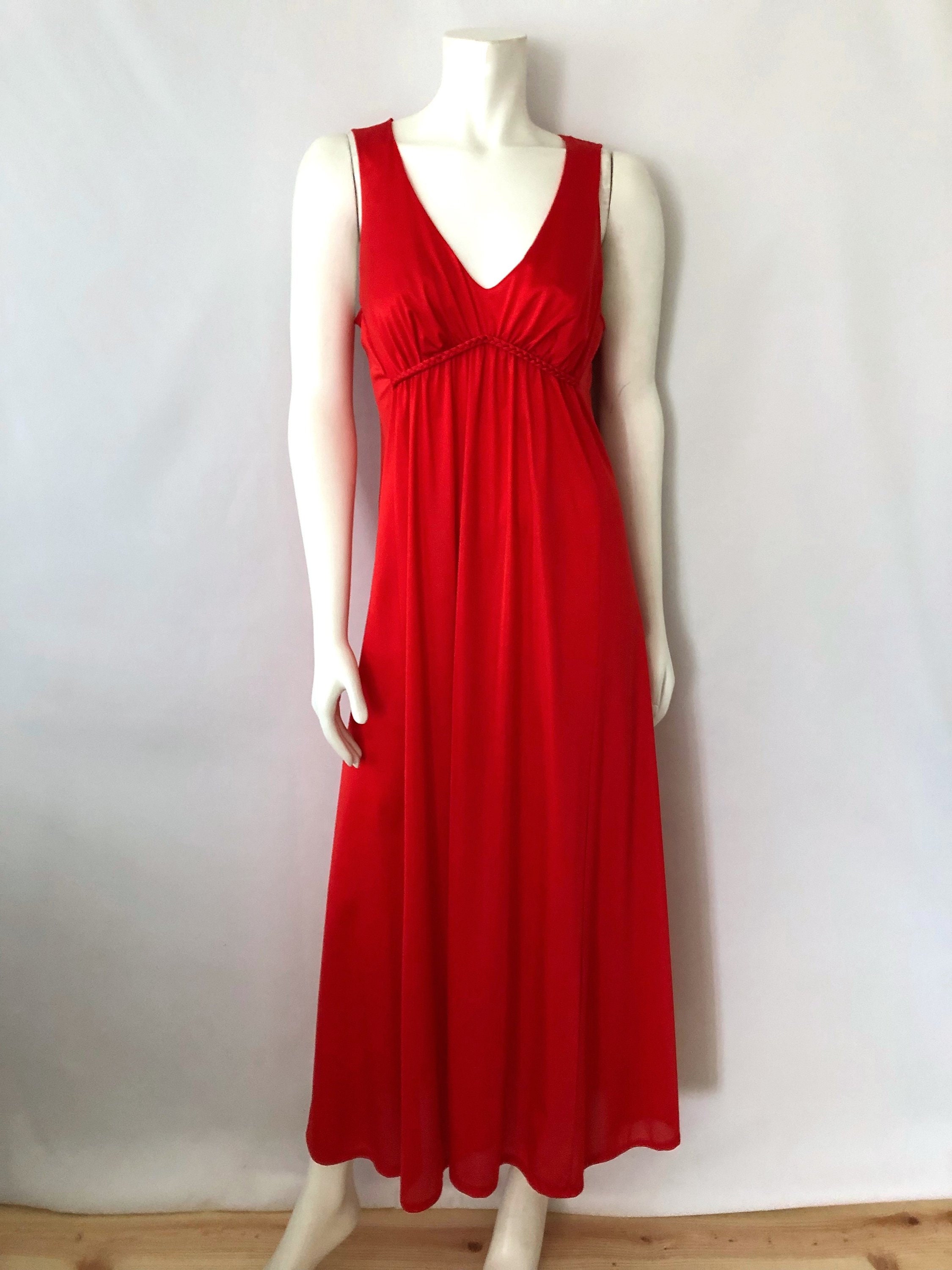 Vintage Sleepwear Women's 70's Red Nightgown | Etsy