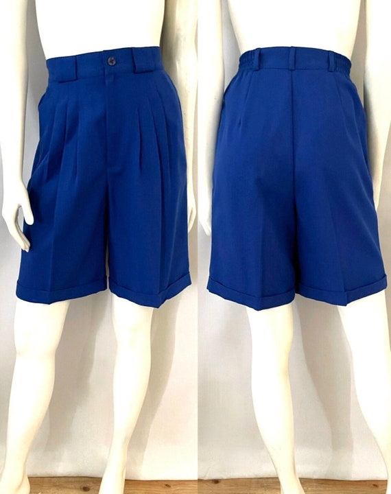 Vintage 90's Navy Blue, High Waisted, Shorts (M)