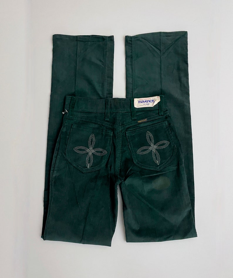 Vintage 70's Deadstock, Maverick, Green, Corduroy, Pants Size 2 image 1