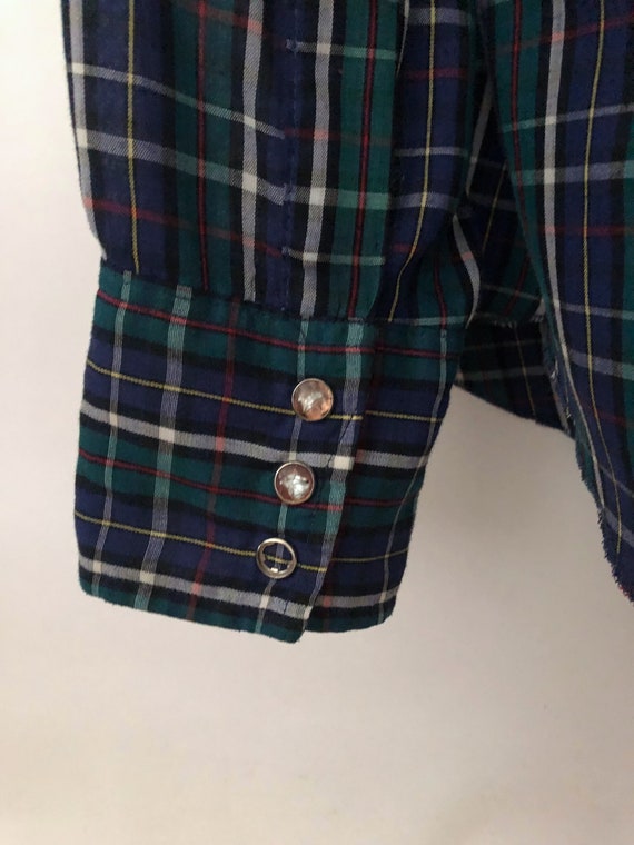 Vintage 60's Wrangler, Plaid, Shirt, Blue, Green,… - image 6