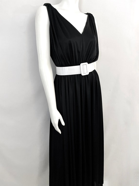 Vintage 70's Disco, Black, Polyester, Maxi Dress,… - image 3