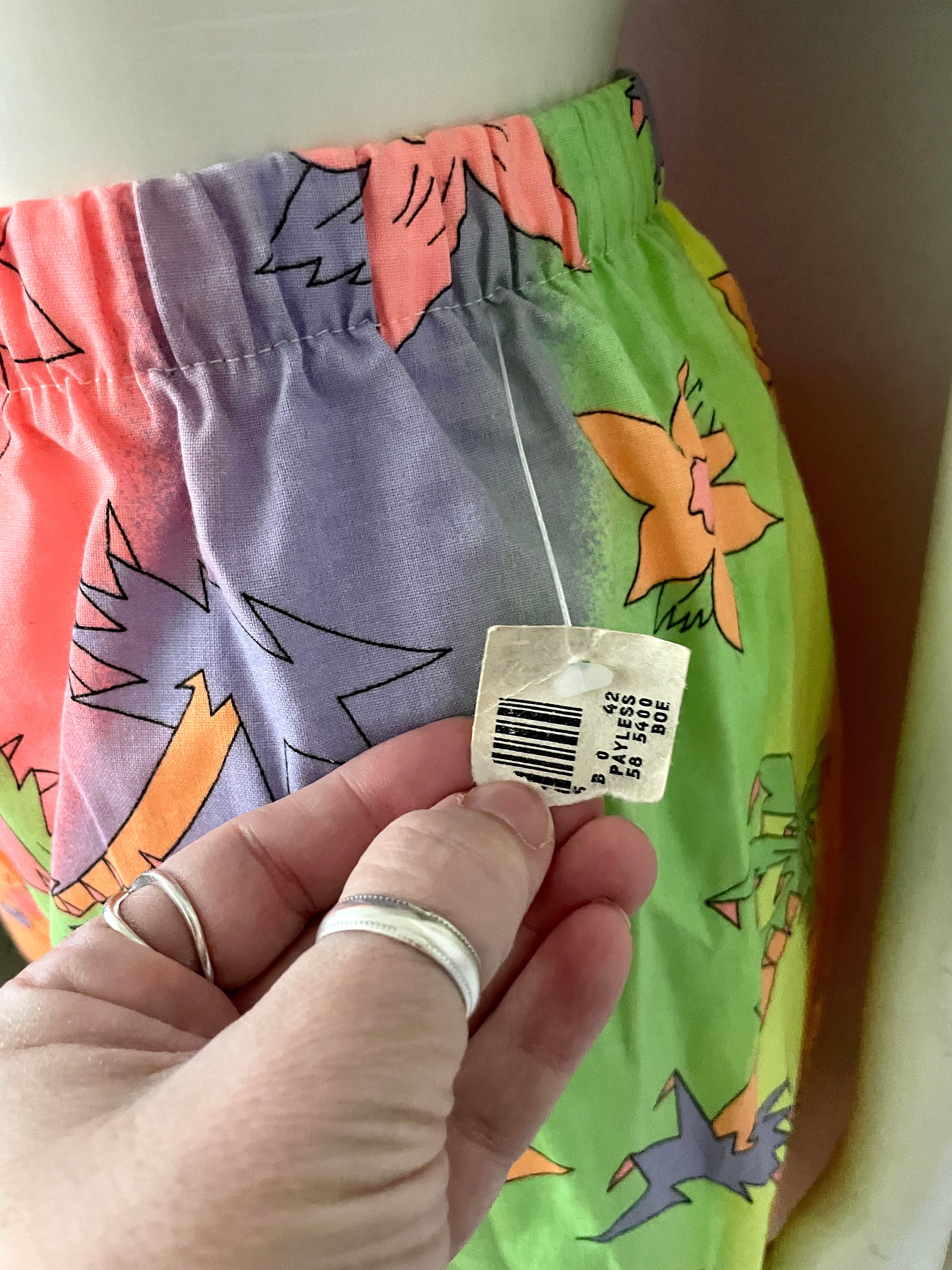 Vintage 80's Deadstock, Neon, Floral Shorts (XS/S) - Etsy