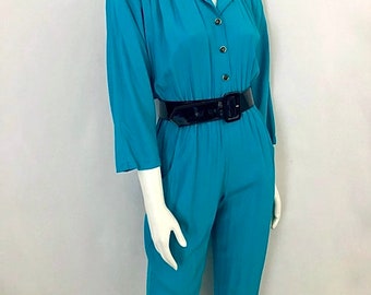 90's Türkis, Dolmanärmel, Jumpsuit (Größe 2)