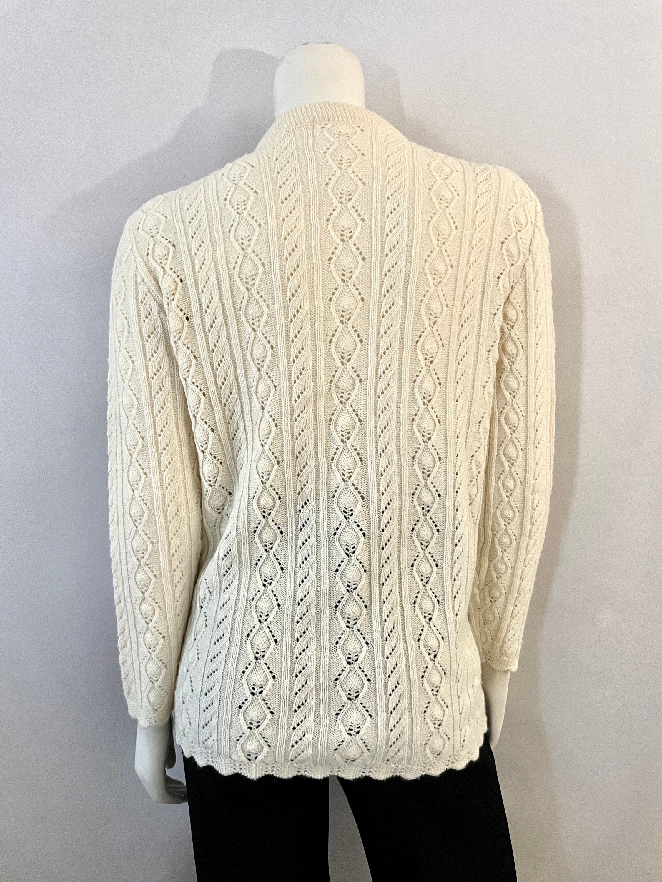 60's Wintuk Cream Long Sleeve Cardigan Sweater (M) - Etsy