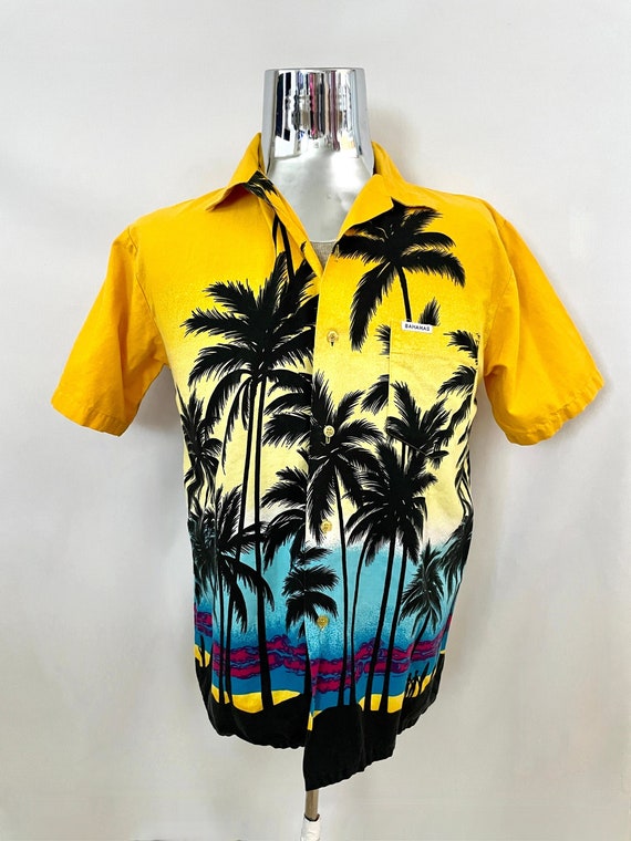 Vintage 80's Yellow, Short Sleeve, Bahamas, Shirt 