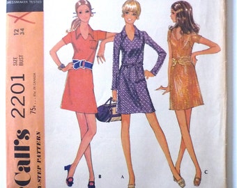 60's Partially Uncut, McCall's 2201, Dress, Three Versions (S)