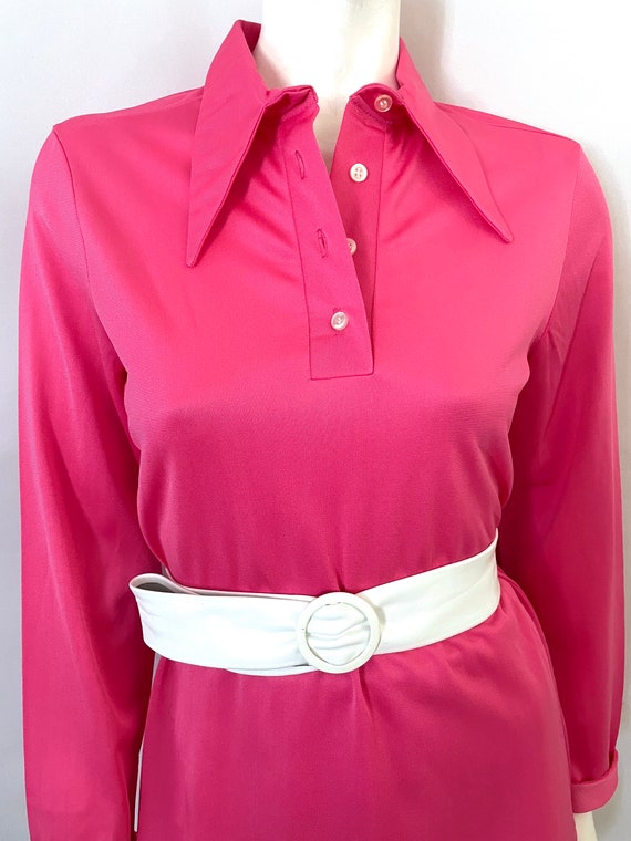 Vintage 60’s Hot Pink Mod Shirtdress by Sears (M) - image 7
