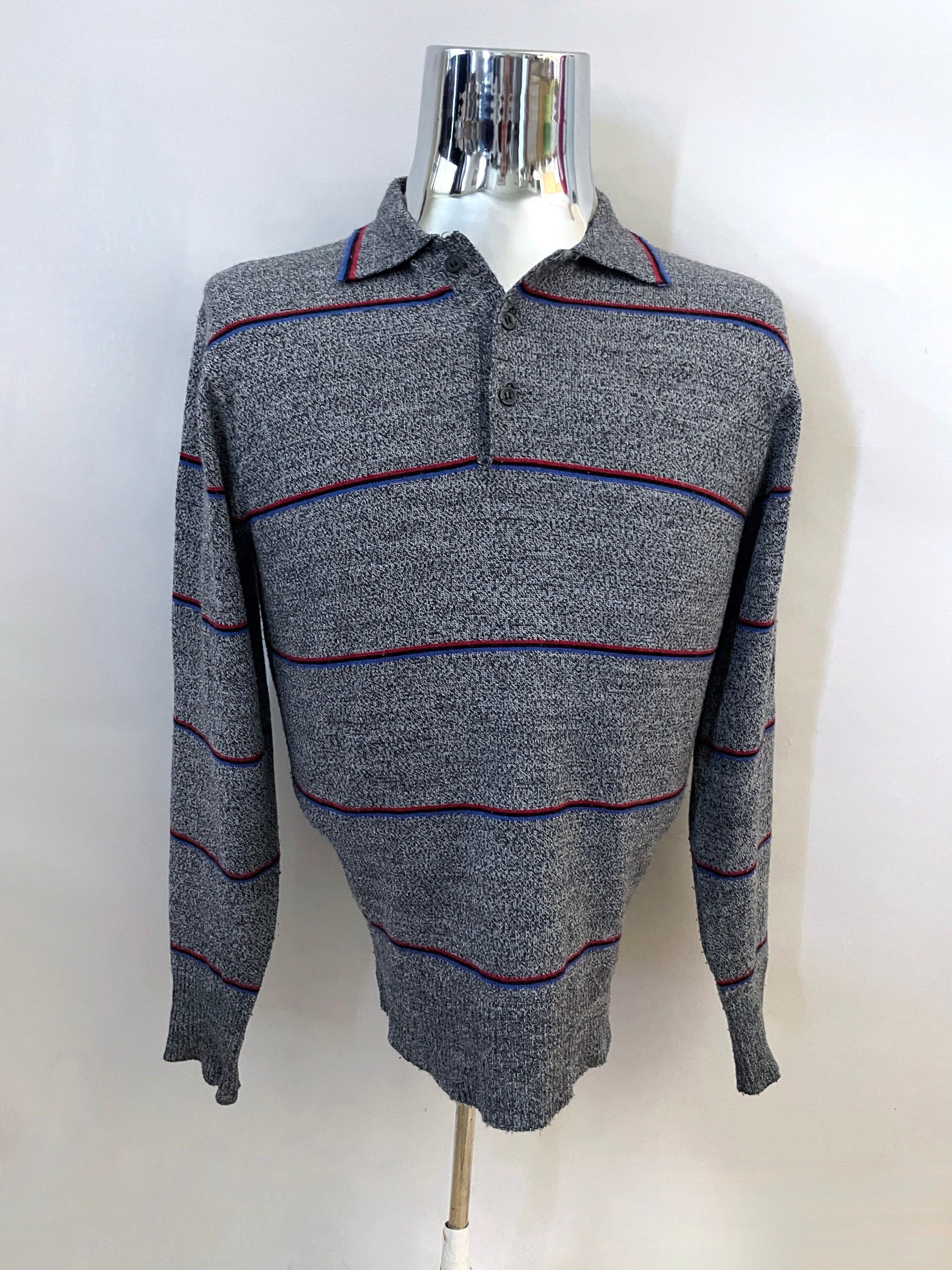 Vintage 80's Gray, Striped, Sweater by Sparetime (M) - Etsy