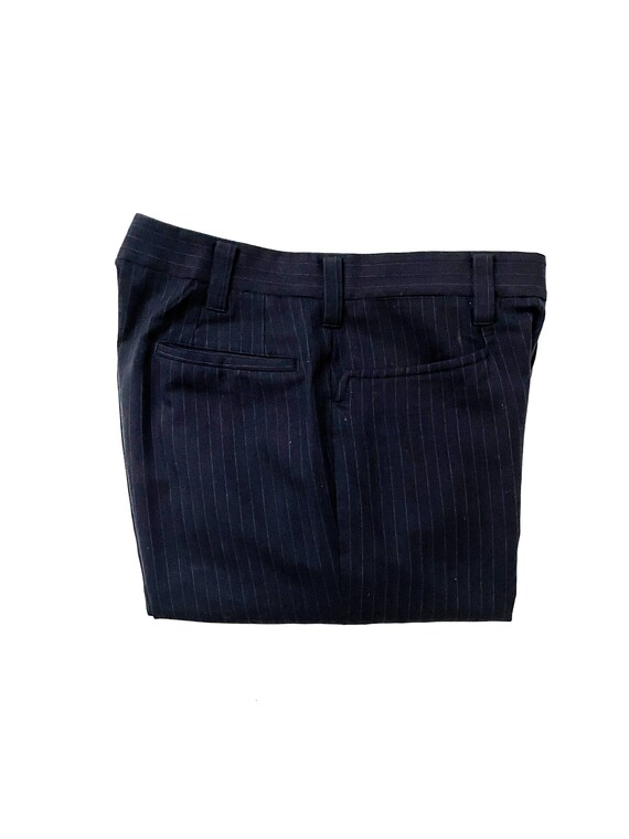 パンツ 60's Blue&Black Chambray Wool Slacks Vintage 60s Navy Blue Slacks Hand Made Unbranded 32x27 Pants