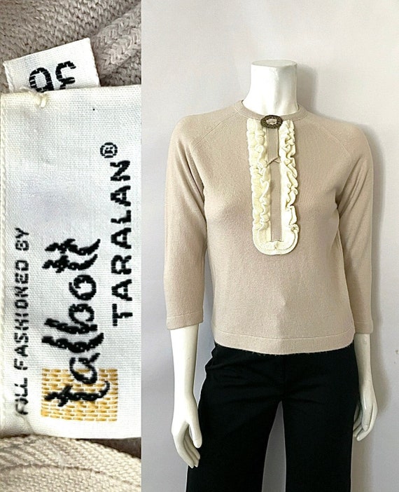 Vintage 60's Talbott, Tan, Ruffle Sweater (S)