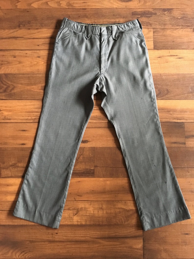 Vintage Men/'s 70/'s Niver Western Wear Houndstooth Pants W33 Straight Leg