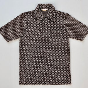 Vintage 60&#39;s Jantzen, Brown, White, Short Sleeve, Knit, Polo Shirt (XS)