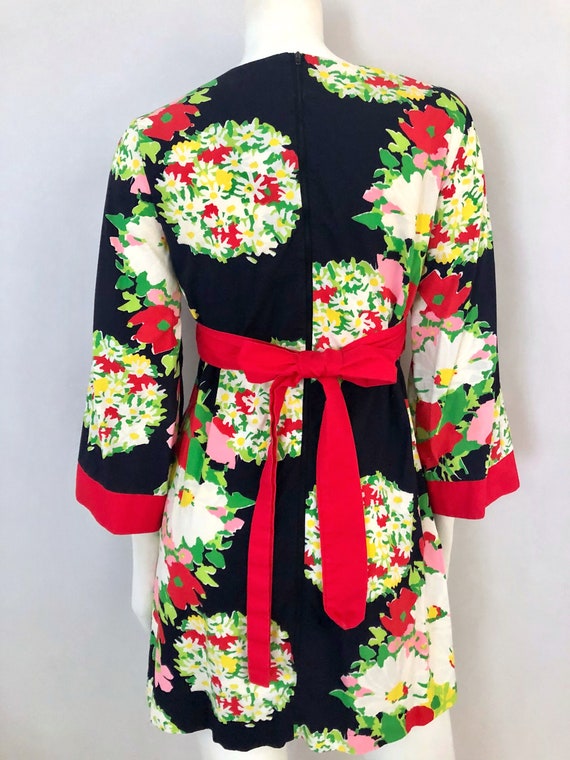 Vintage 70's Danville, Black, Red, Floral, Bell S… - image 10