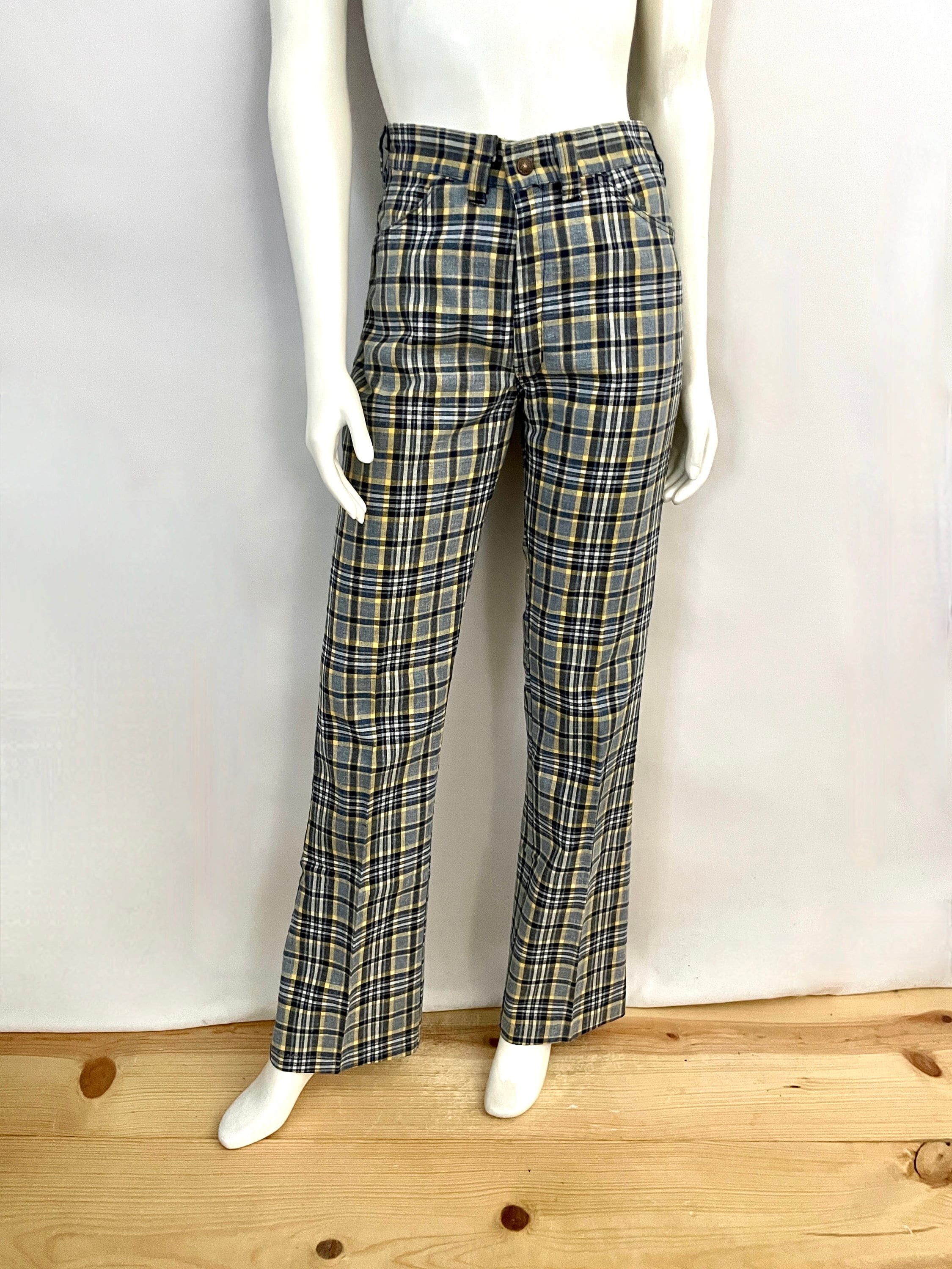 60's Black, White, Plaid, Bell Bottom Pants (size 8) - Etsy
