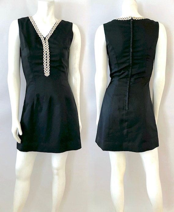 Vintage 60's Mod, Black, Gold, GoGo Dress (S)