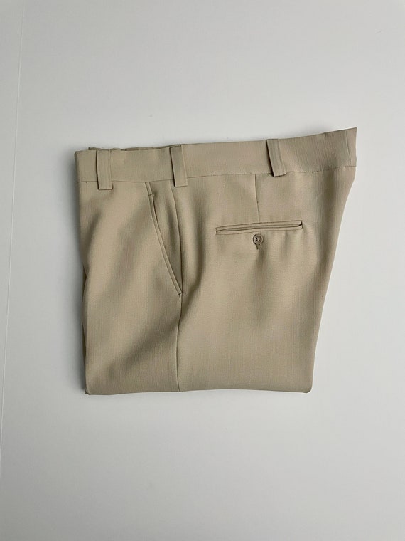 Vintage 70's Tan, Polyester, Bootcut, Pants, Long… - image 1