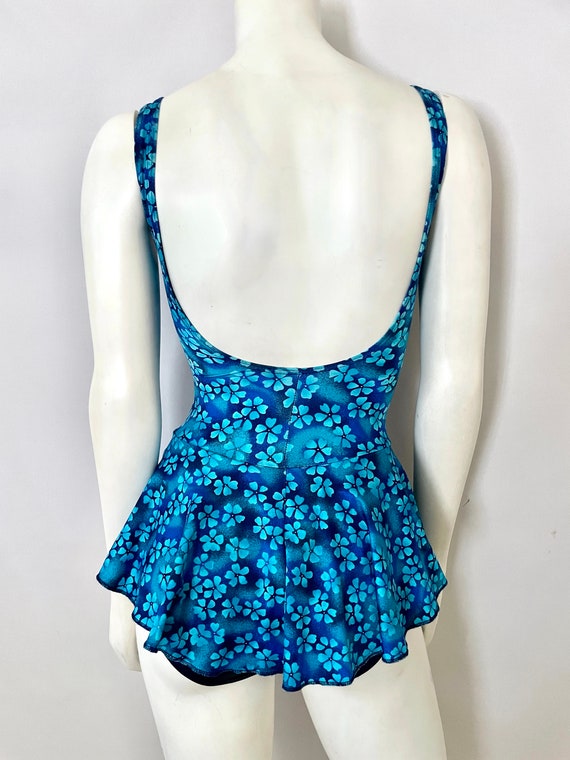 Vintage 80's Blue Floral Swimsuit, One Piece by B… - image 8