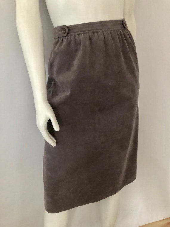 Vintage 80's Gray, Ultrasuede, A Line Skirt by No… - image 3