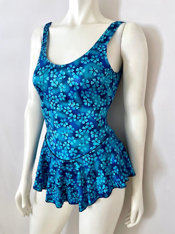 Vintage 80's Blue Floral Swimsuit, One Piece by B… - image 7