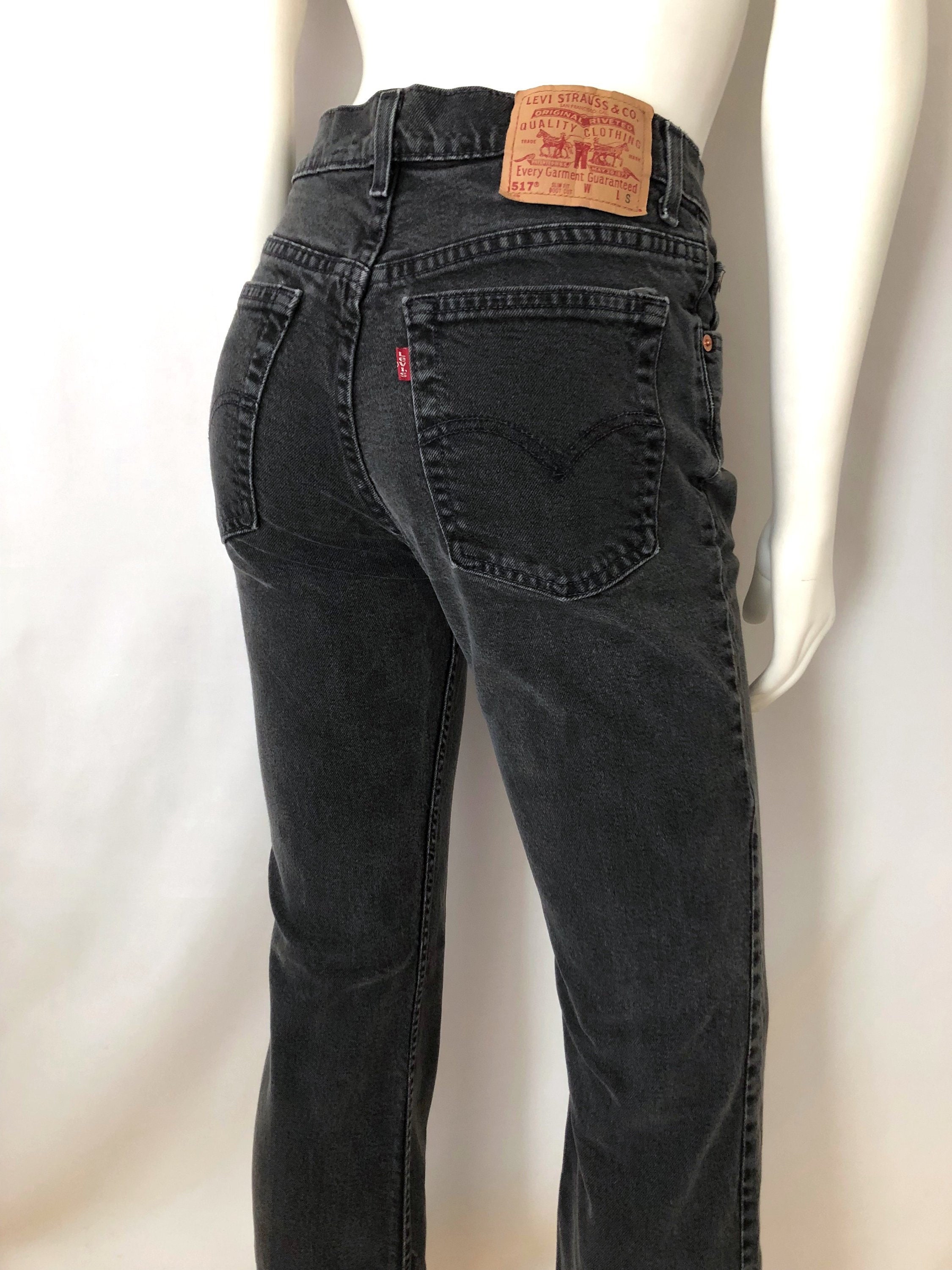Vintage Women's 90's Levi's 517 Black Jeans - Etsy