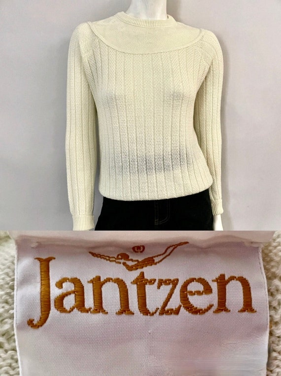 Vintage 70's Jantzen, Off White, Acrylic, Cable Kn