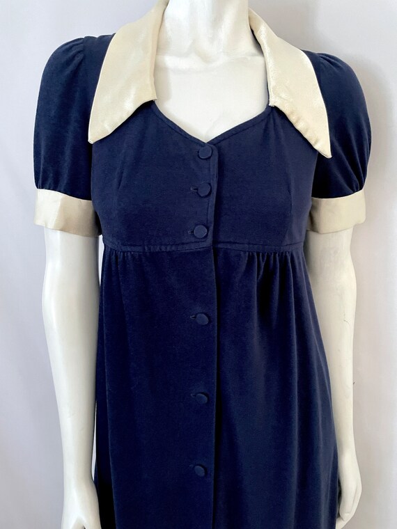Vintage 60's/70's A Byer Mod Navy Blue Maxi Dress… - image 2