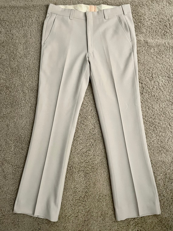 Vintage 70's Tan, Polyester, Bootcut, Pants, Long… - image 3