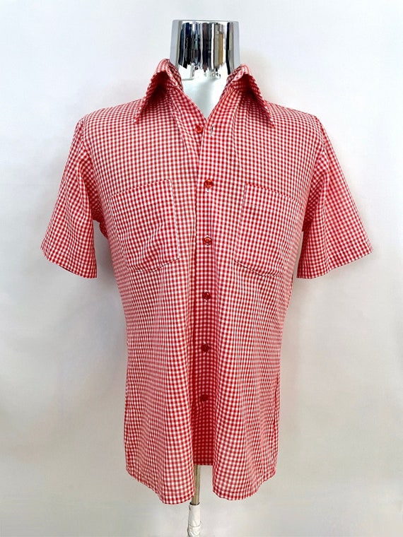 70s checkered shirt white - Gem