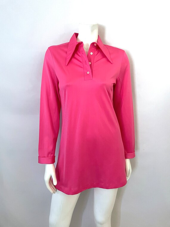 Vintage 60’s Hot Pink Mod Shirtdress by Sears (M) - image 2
