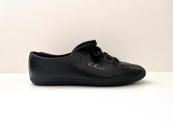 LA Gear vintage des ann es 90 cuir noir lacets baskets taille 6