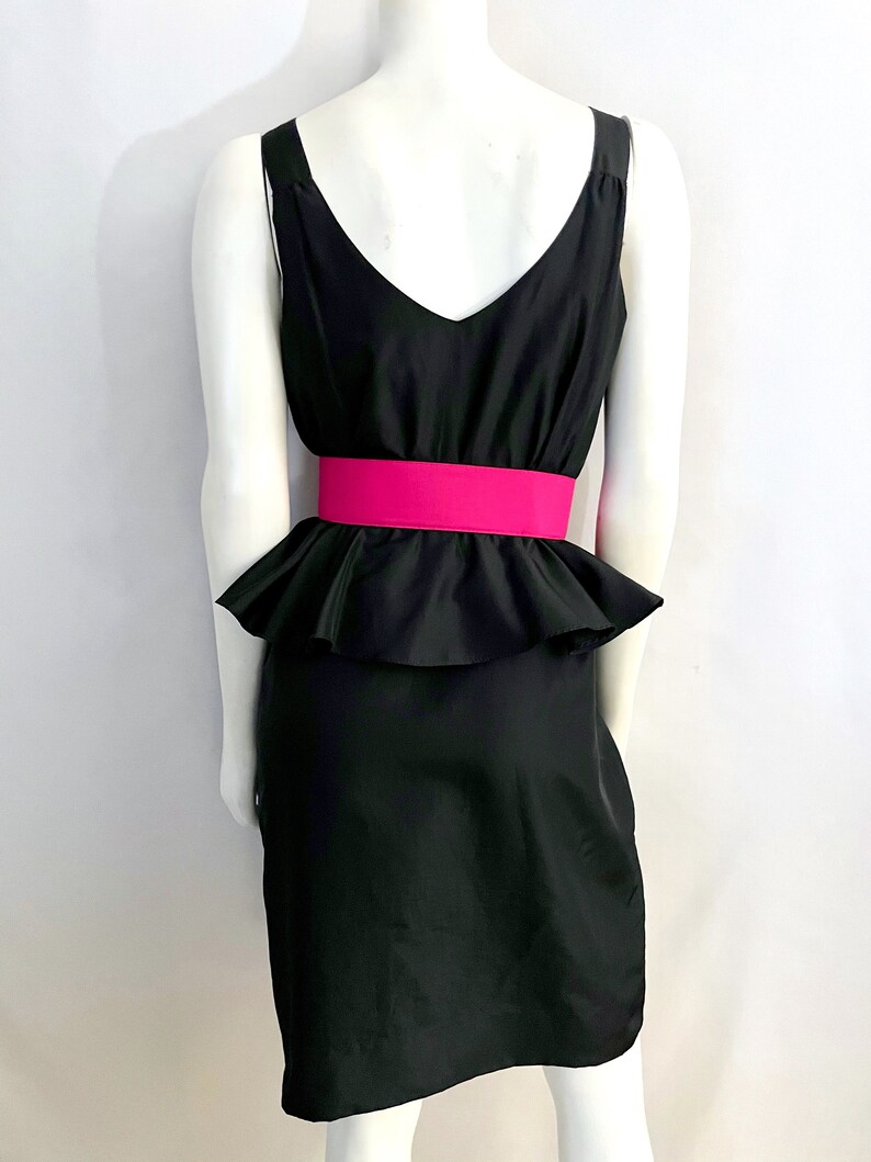 Peplum Dress Sleeveless Black M Vintage Women/'s 80/'s Coco