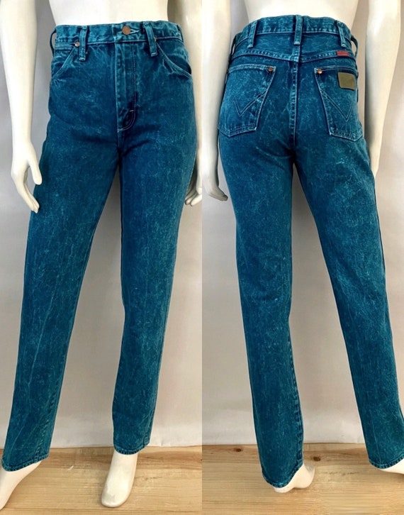 Vintage 80's Wrangler Jeans Turquoise Acid Wash High - Etsy
