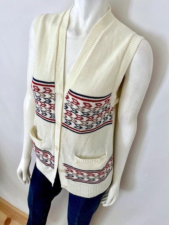 70's Cream, Sleeveless, Sweater Vest by Charsma (… - image 6