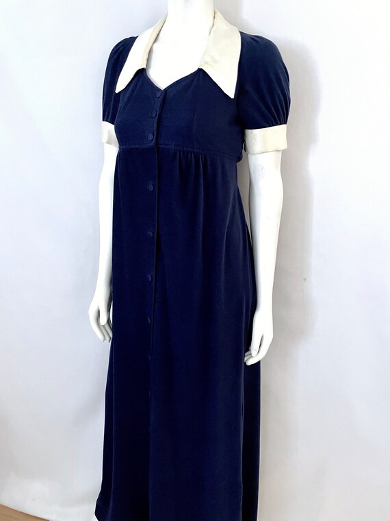 Vintage 60's/70's A Byer Mod Navy Blue Maxi Dress… - image 7