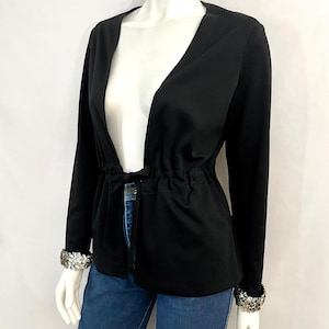 Vintage 70&#39;s Black, Polyester, Silver Sequins, Jacket (XS)