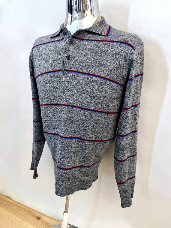 Vintage 80's Gray, Striped, Sweater by Sparetime … - image 6