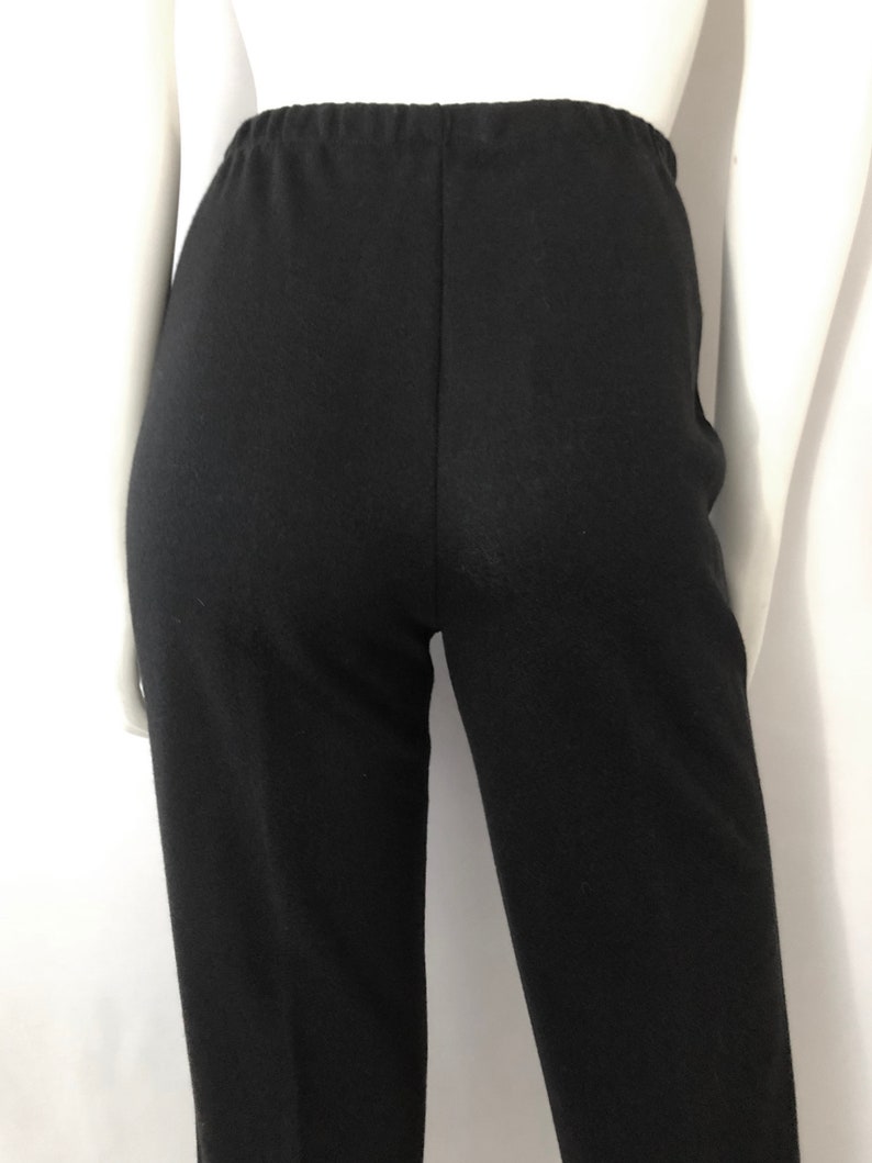 Knit Straight Leg High Waisted S Vintage Women/'s 70/'s Black Pants