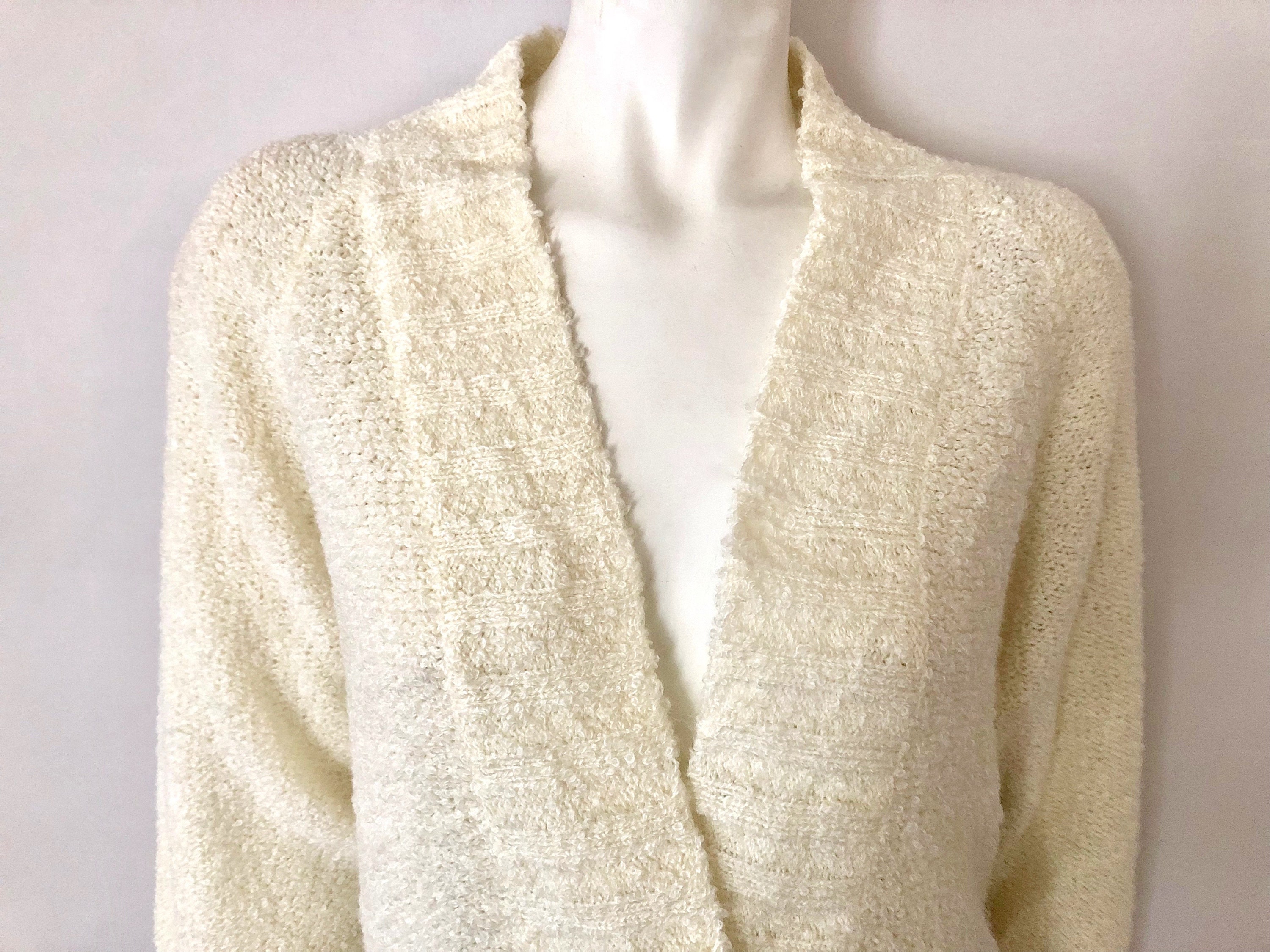 Vintage 80's Jantzen off White Acrylic Cardigan Sweater L - Etsy