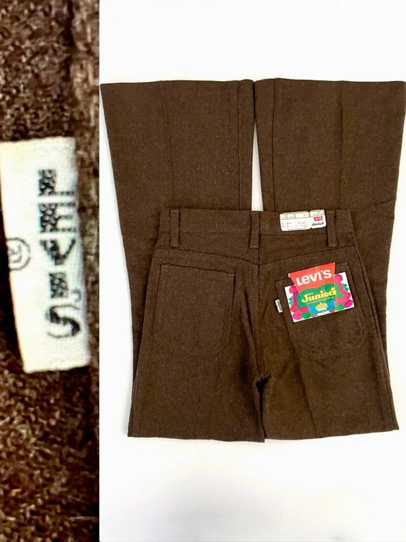 パンツ 70s BrownStripedWool Flareslacks 42TALON 70's Deadstock Big E Levi's, Bell Bottoms, Brown Wool Blend, Pants