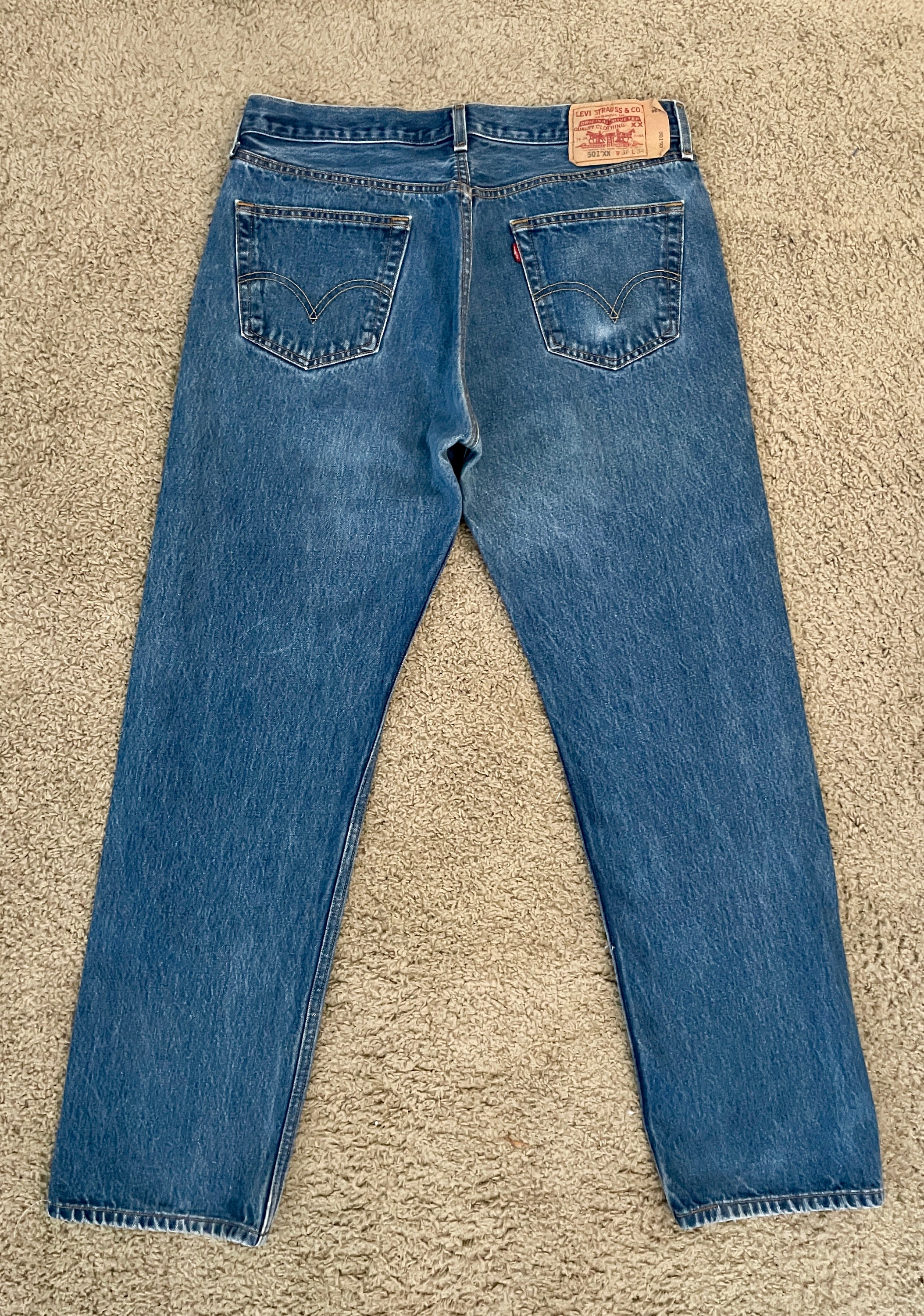 Y2K Levi’s FLU 3D Rubberized Denim W34 Y2K Levi's 501XX, Jeans, Blue, Red Tab, Long, Denim (W34) - Etsy