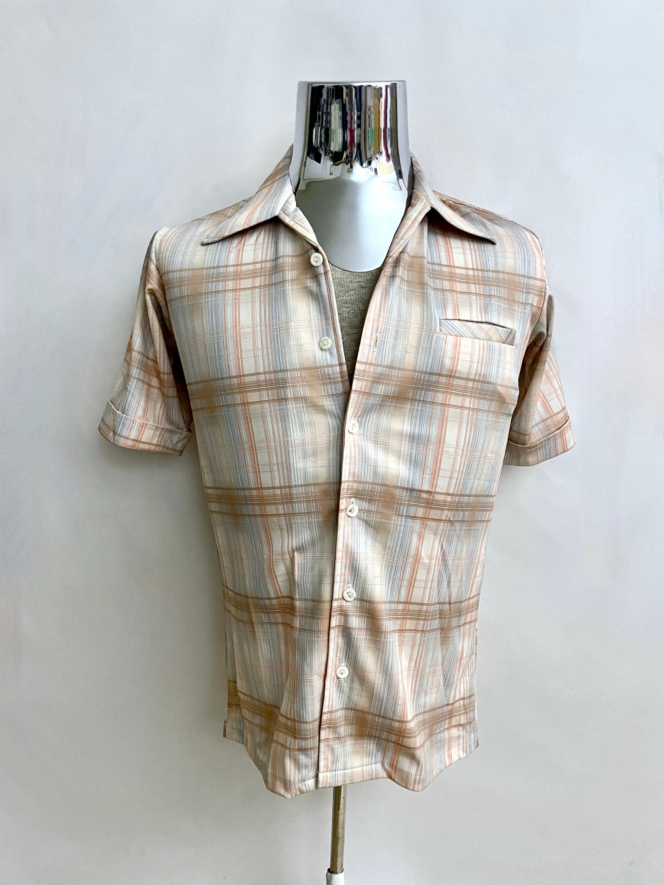Vintage 70's Deadstock Da Vinci Cream Short Sleeve Disco