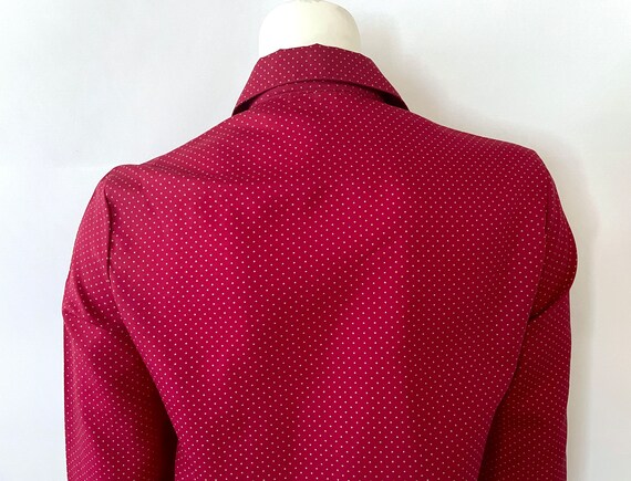 Vintage 70's Burgundy, Polka Dot Blouse (Size 4) - image 10